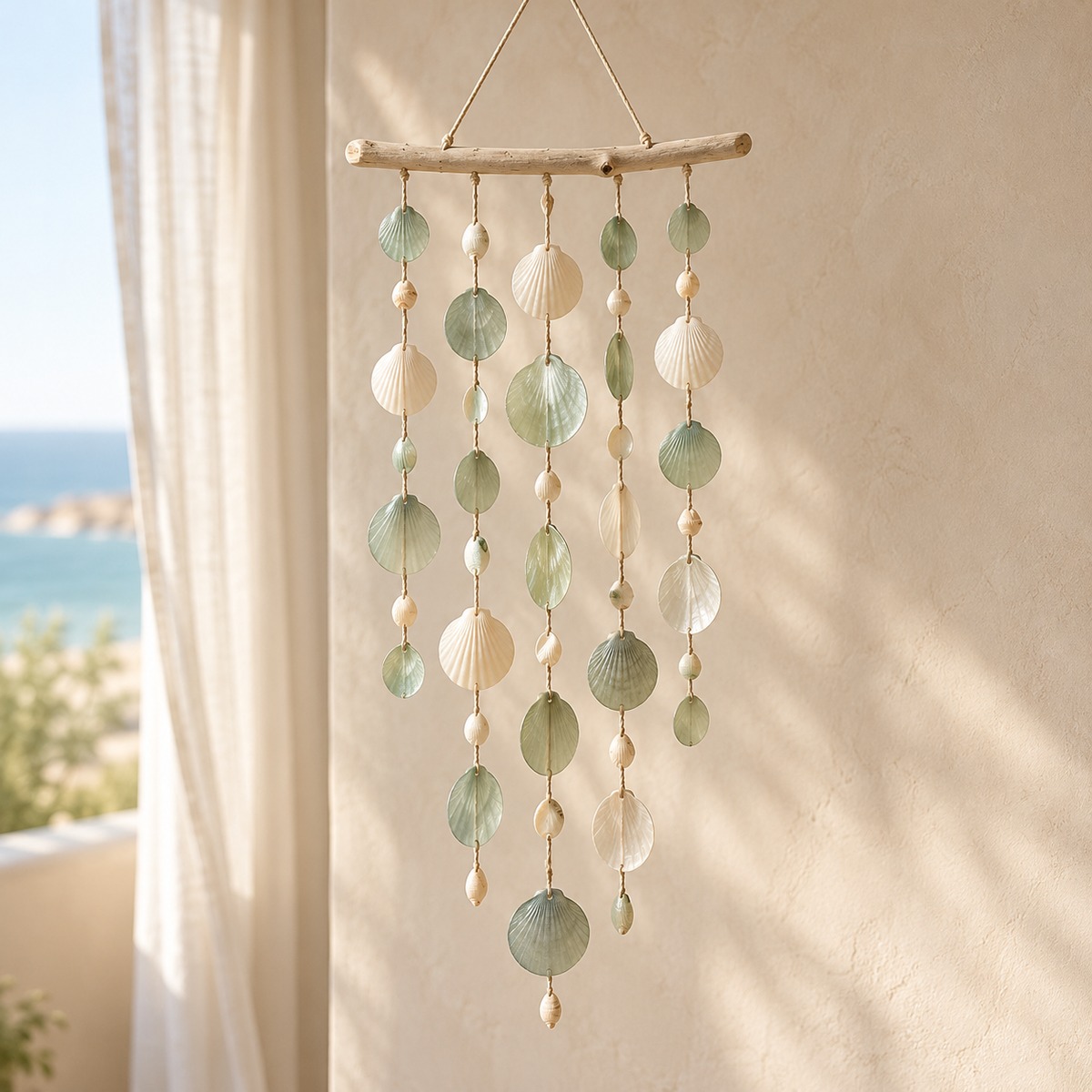 Sage shell curtain; generated design illustration